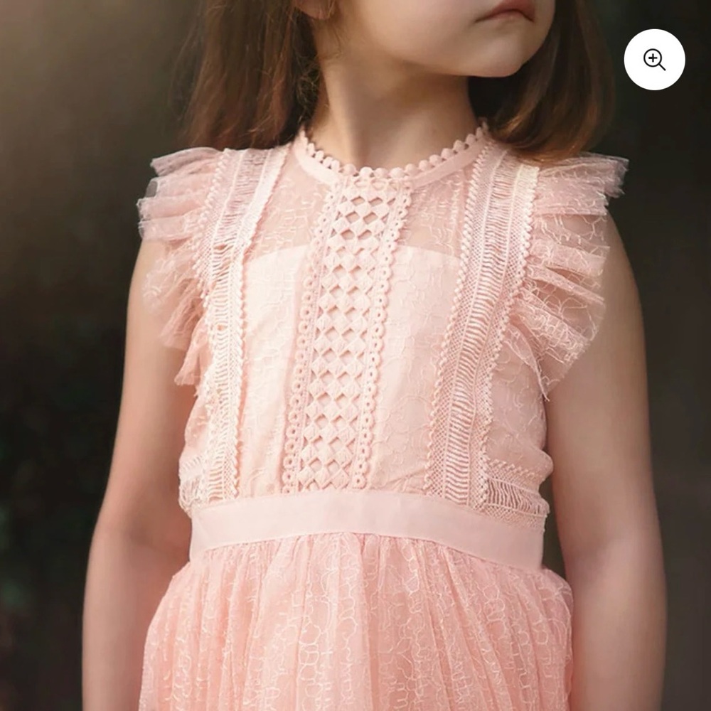 Trish Scully Clarissa Pale Peachy Pink Lace Dress with Delicate Details - Picture 7 of 7
